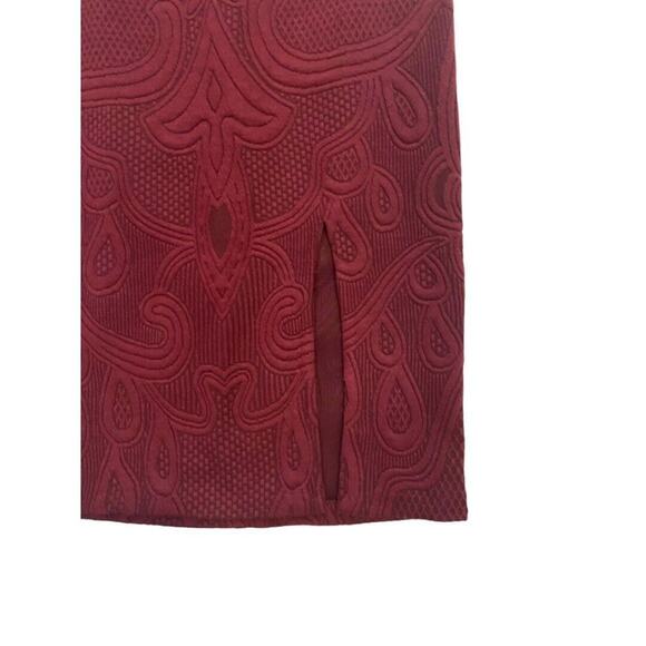 Medium Maeve Anthro Burgundy Elastic Waist Pull On Skirt Puffy Patterned Soft - Picture 4 of 5